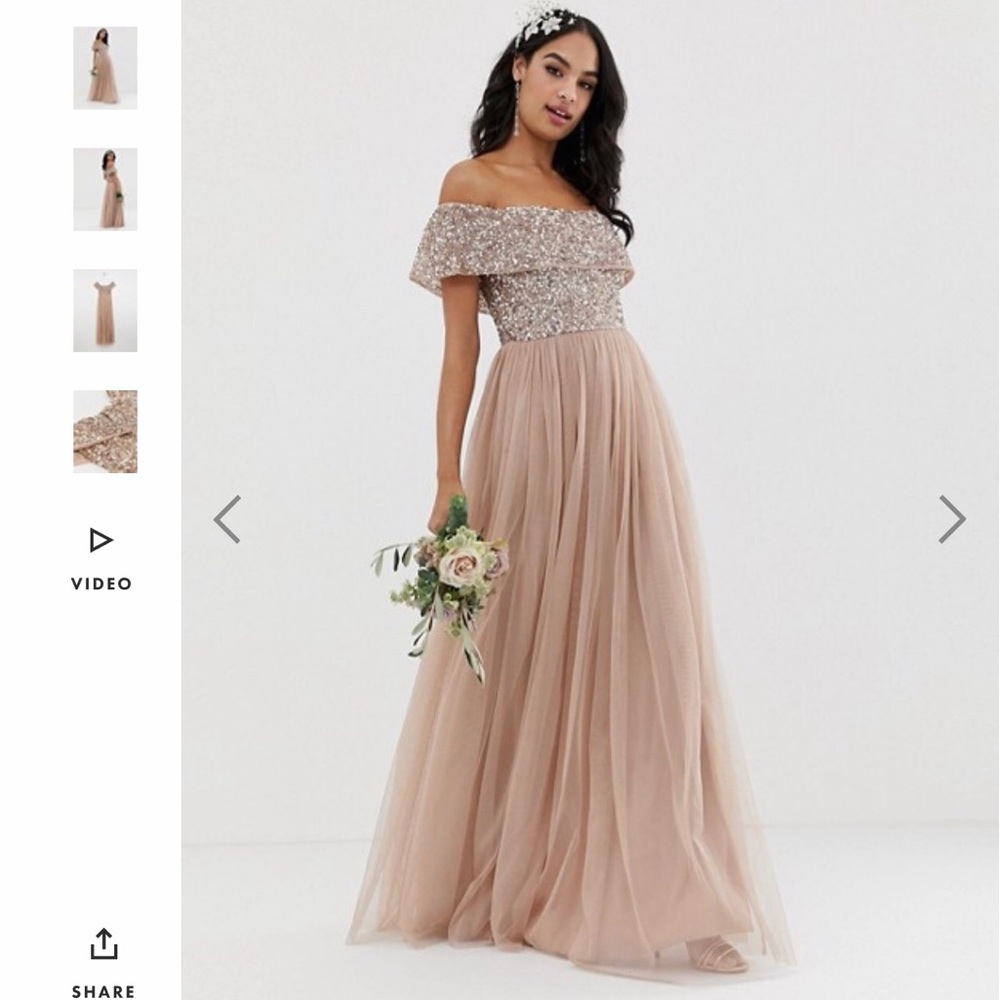 NWT: ASOS Maya Bridesmaid tulle dress in taupe